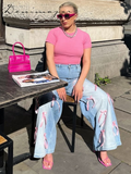 Fashionkova Casual Washing Bow Women Jeans High Waist Wide Leg Zippers Pockets Female Trouser 2025 Spring Summer New Fashion Lady Trouser
