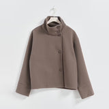 Fashionkova Stand Collar Women Winter Woolen Coats 2025 Spring Single Breasted Loose Female Long Sleeve Jacket Office Lady Street Short Coat ootd
