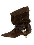 Fashionkova Autumn and Winter New Women's 5cm Thin Heel Short Boots Fashion Pointed Wide Tube Folding Stacked Boots Women's Ankle Boots