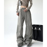 Fashionkova party outfit  Gray Y2K Parachute Pants Women Spring Summer High Street Hip Hop Oversize Pockets Cargo Trousers American Baggy Wide Leg Pants