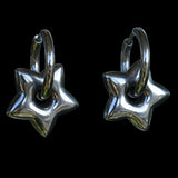 Fashionkova Tarnish Free Stainless Steel Y2K Chunky Star Hoops Hypoallergenic Alt Goth Punk Edgy Earrings for Women Girls Jewelry