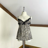 FashionKova-High Street Y2k Fashion vintage lace halter leopard-print top women emo Goth clothing Harajuku crop street clothing Slim tops