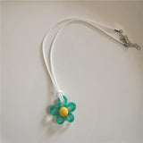 Fashionkova Boho Acrylic Resin Beaded Flower Pendant Necklace Adjustable Beach Charm Jewelry For Women Fashion Gift