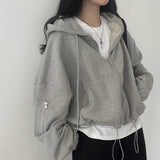 Fashionkova Oversized Zip Up Gray Hoodie