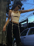 Fashionkova Y2K Sexy Backless Summer Crop Top Women Hollow Out White Sleeveless Bandage Halter Tank Tops Streetwear Cami 90s Spring Style 2025