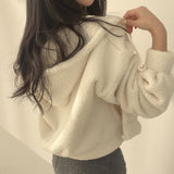 Fashionkova Solid Color Lamb Wool Zip Up Hoodie