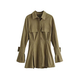 Fashionkova party look inspos Chelly Solid Color Slim Long Sleeves Shirt Pleated Button Up Waist Short Mini Dress