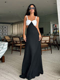 Fashionkova Elegant Female Sleeveless Hollow Out Backless Robes Sexy Backless White Black Montage Sling Maxi Dresses Chic Evening Vestdios Fairycore Outfit Idea