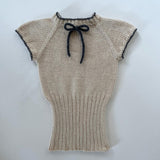 FashionKova-Y2K knit jumper retro short-sleeved sweater women's autumn and winter short straight knitwear bow design slim short tops Emo