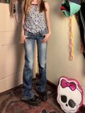 Fashionkova ADAgirl Wing Embroidery Flare Jeans Women Y2k Hip Hop Vintage Baggy Korean Do Old Boot Cut Denim Pants Harajuku Fashion Trousers ootd