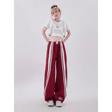 Fashionkova party outfit  Summer Harajuku Baggy Sweatpants Women Hip Hop Style Y2k Streetwear Wide Striped Joggers Oversized Female Red Sports Trousers