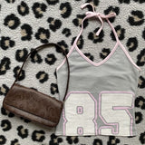 FashionKova-Y2k Summer Aesthetic Corset Crop Top Women Clothing Pink Sexy Pink Letter Sweet Girl Sling Kawaii Bandage Camis Tank Tops Emo