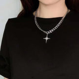 Fashionkova 2023 Korean Fashion Goth Punk Moon Star Cross Pendant Neck Chain Choker Necklace For Women Men Egirl Y2k Cool Party Jewelry Gift