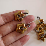 Fashionkova Classic Gold Chunky Flower Heart Star Hoop Earrings For Women Men Punk Hip Hop Gold Color Female Earring Statement Y2K Jewelry