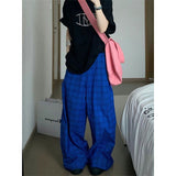 Fashionkova party outfit  Harajuku Loose Pants Streetwear Clothes Wide Leg Pants Korean Trousers Plaid Baggy Ladies Pants Yellow Jogger Trouser Hip Hop