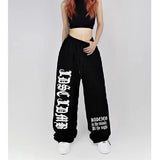 Fashionkova Party Outfit 2024 Spring Summer New Women Pants High Waist Drawstring Vintage Hip-hop Long Trousers Y2K Streetwear Women's Pants