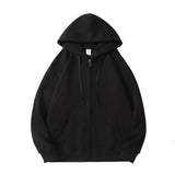 Fashionkova Solid Color Oversized Zip Up Loose Hoodie