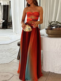 Fashionkova Halter Lace Up Rainbow Women Maxi Dress Sexy Sleeveless V-neck Backless Female Dresses High Waist Summer Mesh Corset Party Robes ootd