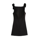 Fashionkova party look inspos Elegant Velvet Strap Mini Dress Women Sleeveless Backless Square Collar Loose Chic Evening Party Dresses Lady Casual Zipper Robe