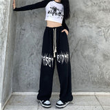 Fashionkova Party Outfit 2024 Spring Summer New Women Pants High Waist Drawstring Vintage Hip-hop Long Trousers Y2K Streetwear Women's Pants