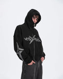 Fashionkova American Gothic Punk Harajuku Retro Oversized Hoodie Women Y2k Fashion Letter Embroidered Jacket Casual Loose Sweatshirt Men