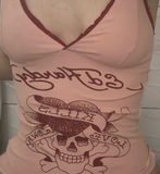 FashionKova-Kawaii Crop Top Camis Women Clothes Lace Sexy Slim Pink Cute 2000s Top Sling Grunge Coquette Femme Punk Tank Top Y2k Clothing