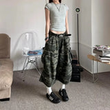 Fashionkova American Camouflage Jeans Men's and Women's High Street Loose Straight Leg Casual Versatile Seven-minute Denim Pants Male Casual Outfit