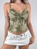 Fashionkova Fashion Chic Tie-Dye Ruched V-Neck Women Camisole Tops Sleeveless Slim Hottie Summer Trendy New Clothes