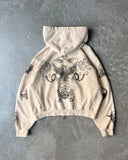 Fashionkova Cartoon Print Fashion High Street Retro Versatile Zipper Hoodie Men Y2k Harajuku Goth Punk Hip Hop Rock Oversized Sweatshirt