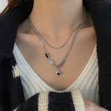 Fashionkova 2023 Korean Fashion Goth Punk Moon Star Cross Pendant Neck Chain Choker Necklace For Women Men Egirl Y2k Cool Party Jewelry Gift
