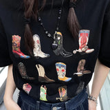 Fashionkova Boot Western T-Shirt Women Summer Loose Vintage Boho Texas T Shirt Cowgirl Cowboy Cute Graphic Tees Hippie Tshirts Retro Spring Style 2025