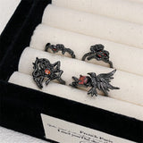 Fashionkova 2025 Trendy Game Love And Deepspace Sylus Cosplay Black Crow Rings Jewelry Punk Charm Hip Hop Accessories Halloween Prop
