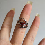 Fashionkova Punk Exaggerated Geometric Irregular Black Red Cross Ring Gothic Women Men Couple Aesthetic EMO Jewelry Y2K Grunge Accessories