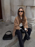 Fashionkova party look inspos Women Chic Solid O-neck Single Breasted Woolen Coat With Scarf Elegant Loose Full Sleeve Packets Jacket 2025 New Lady Streetwear