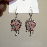 Fashionkova Gothic Liquid Pink Heart Pendant Earrings For Women Fashion Creative Aesthetic Grunge Y2K Punk Rock Jewelry EMO Accessories New