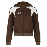 Fashionkova Star Patchwork Zip Up Oversized Hoodie