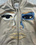Fashionkova American High Street Fashion Brand Y2k Cartoon Embroidery Oversized Hoodie Men Street Retro Hip-hop Casual Zipper Hoodie  Women