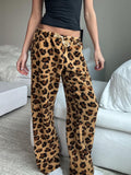 Fashionkova party outfit  Rockmore Leopard Plush Pants Women Vintage Print Loose Straight Trouser Winter Casual Baggy Female Fleece Floor Length Pants y2k