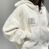 Fashionkova Number Embroidery Embellished Oversized Hoodie