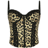 Fashionkova Hotsweet Y2k Leopard Lace Women¡¯s Tanks Sleeveless Slim Fit Design Sexy Fashion Gyaru Camisole