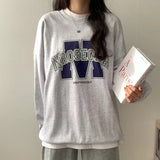 Fashionkova Vintage Logo Print Round Neck Sweatshirt