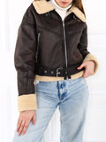 Fashionkova party look inspos Ailegogo Streetwear Women Vintage Loose Short Faux Lamb Fur Jacket Autumn Winter Female Moto Biker Zipper Coat Chic Outwear
