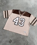 Fashionkova Britain Fashion Brown No. 43 Jersey Loose Embroidery Short-sleeved T-shirt Men Women Street Hip Hop Summer Goth Y2K Trend Tops