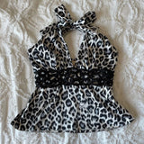 FashionKova-Y2k Tops Camis Women Clothing Leopard Punk Sexy Sling Lace Aesthetic Crop Top Baby Tee Slim Gothic Backless Femme Grunge T shirt