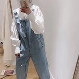 Fashionkova  Party Outfit  2025 New Korean Streetwear Denim Jumpsuit Women Loose Cute Jumpsuits Casual Fashion Girls Maxi Blue Jeans Overalls S-2XL