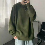 Fashionkova Christmas Gift outfit  2024 Autumn Crew Neck Solid Color Pullover Sweaters For Men Casual Y2K Knitted Sweater High Street Fashion Jumpers Hombre