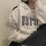Fashionkova Vintage Solid Color Letter Embroidered Hoodie