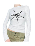 Fashionkova party look inspos Women Star Shirt Y2k Graphic Print Crop Tops Long Sleeve Vintage Baby Tees Fairy Grunge Aesthetic Fall Tops Streetwear