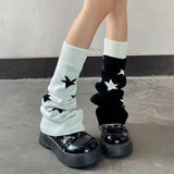 Fashionkova  Nye Outfit Y2K Punk Knitted Leg Warmers Star Gothic Cross Harajuku Women Heart Socks Calf Socks Boots Cover Socks Halloween Accessories