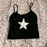 Fashionkova valentine's day aesthetic Y2K Fashion Streetwear Hip Hop Gothic vintage Punk Harajuku Women's Sleeveless Camisole Star Print Geometric Pattern Black Tops